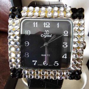 Jimmy Crystal New York Swarovski Watch WJ440-Beautiful watch black white